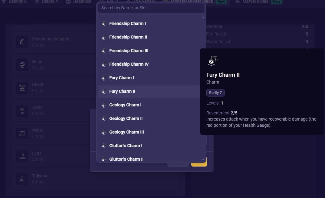 talismans in builder