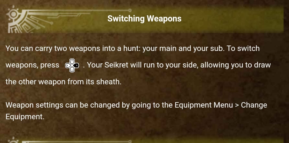 seikret weapon switching