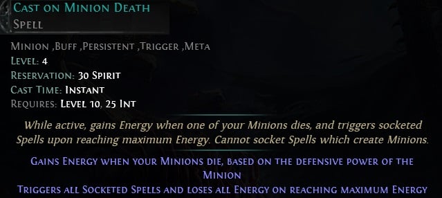 poe 2 cast on minion death