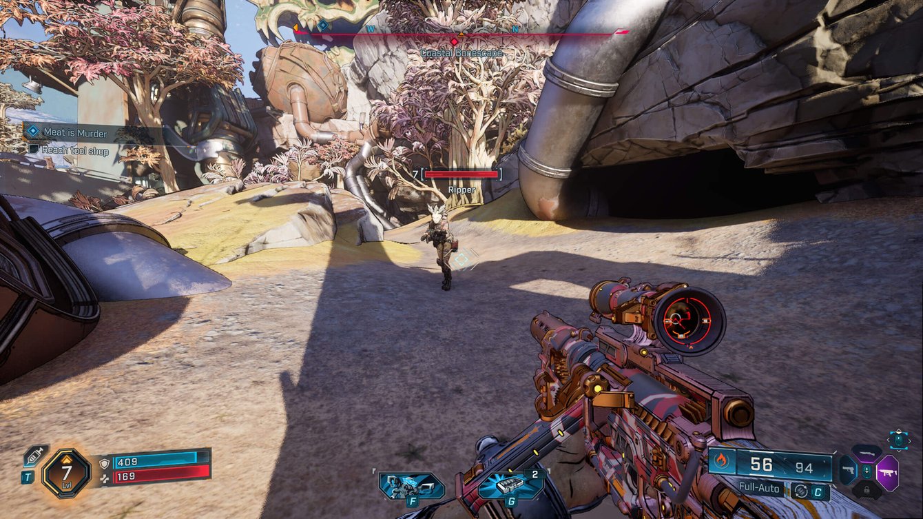 An enemy with Flesh (red) health bar