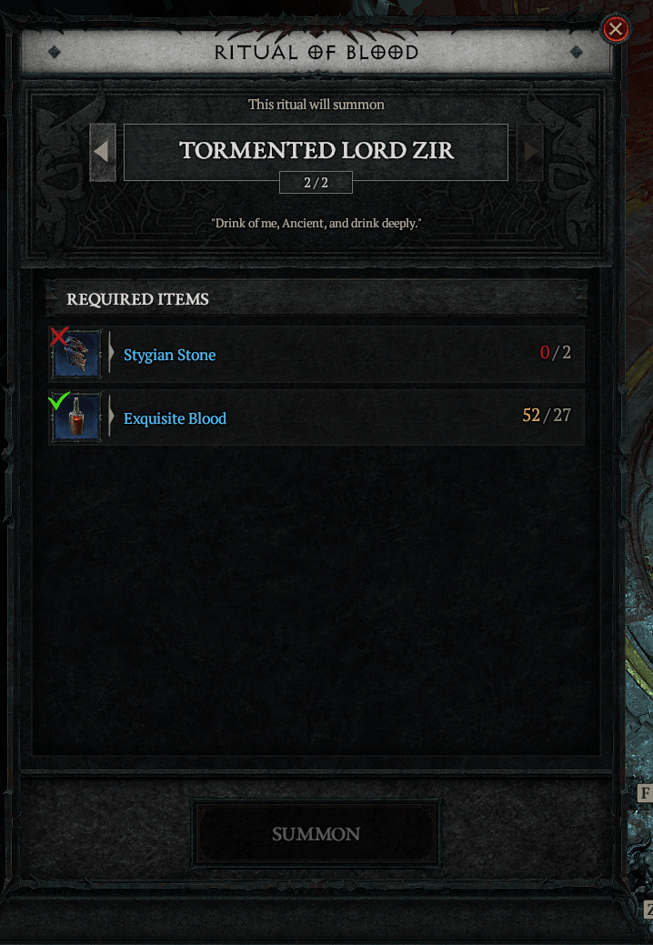 ritual of blood required items