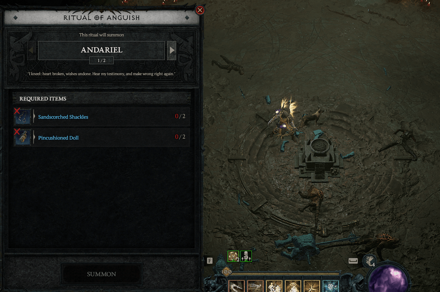 andariel required items