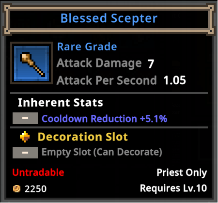 task bar hero blessed scepter decoration slot