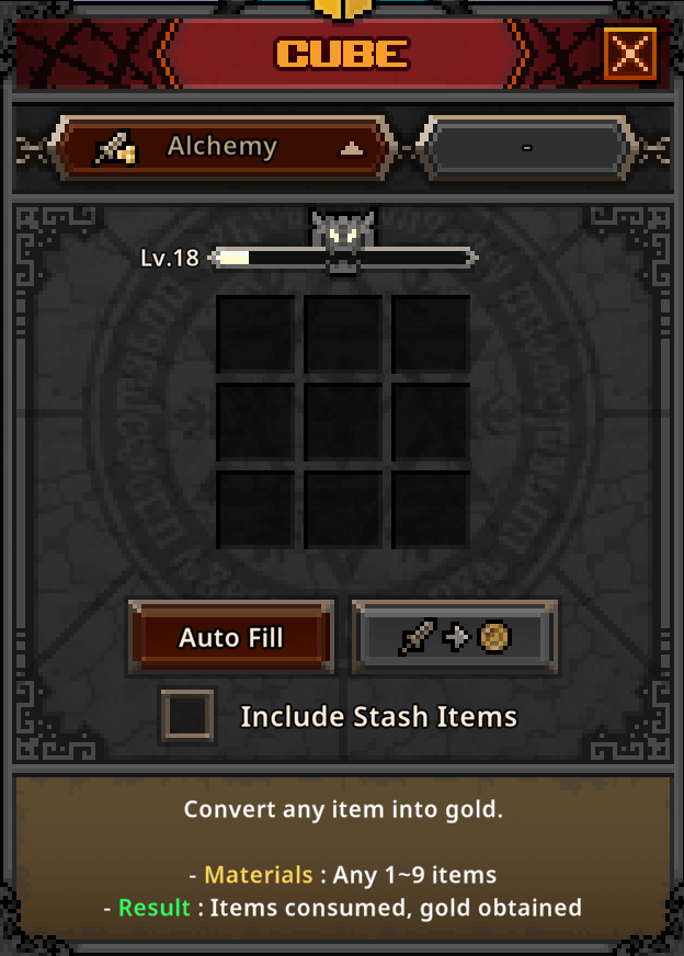 task bar hero cube alchemy