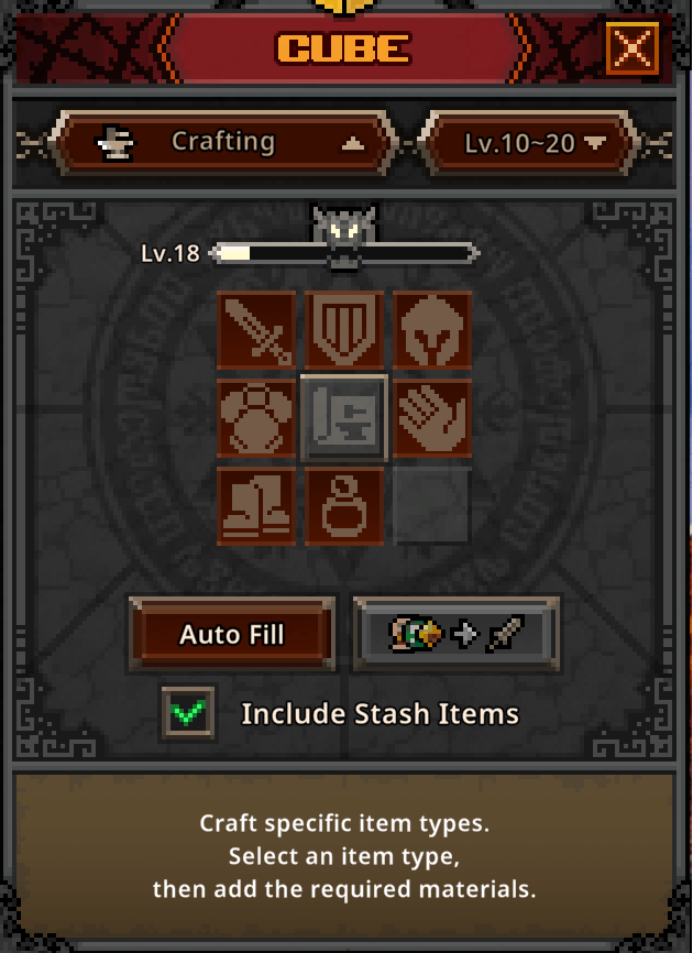 task bar hero cube crafting