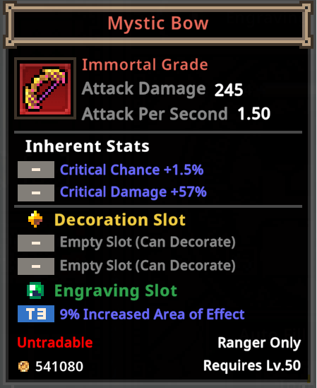 task bar hero engraving example mystic bow