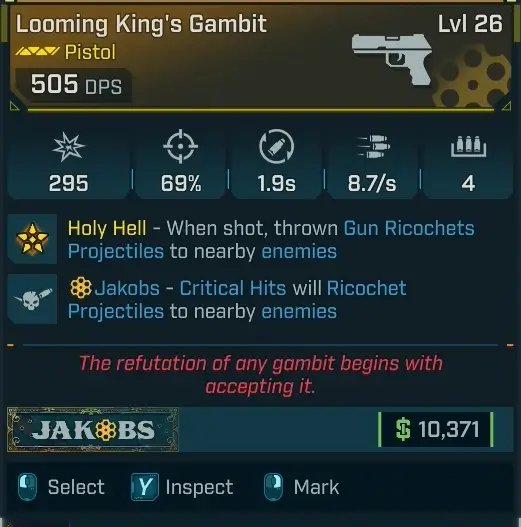 borderlands 4 king's gambit pistol