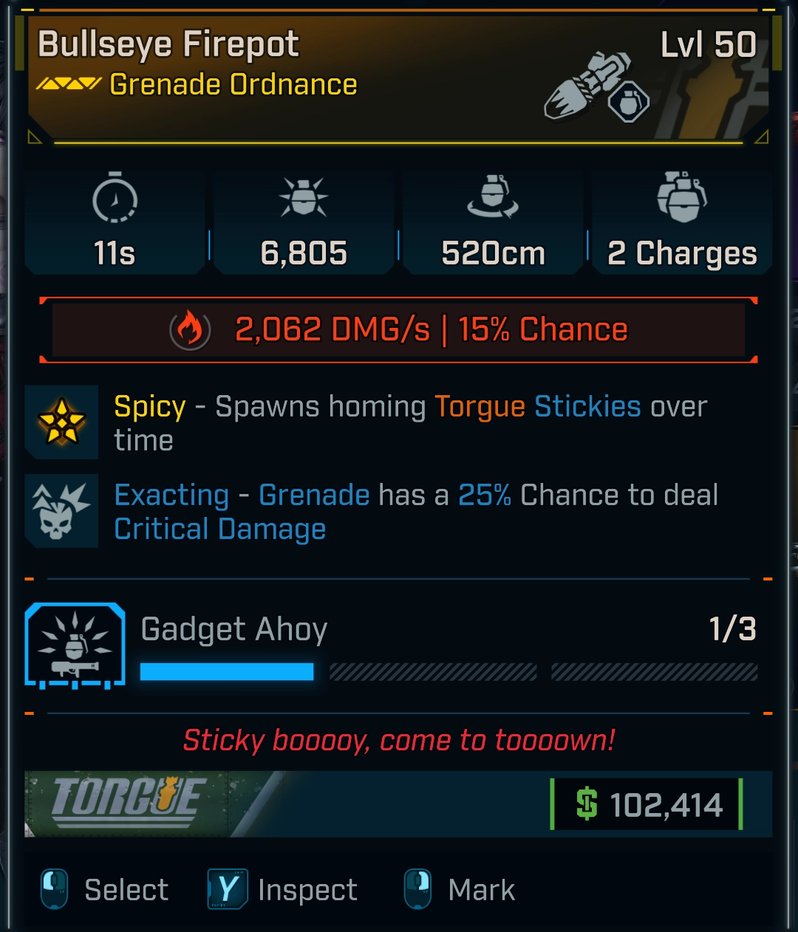 Firepot legendary ordnance