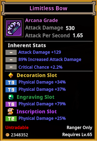 task bar hero ranger limitless bow arcana