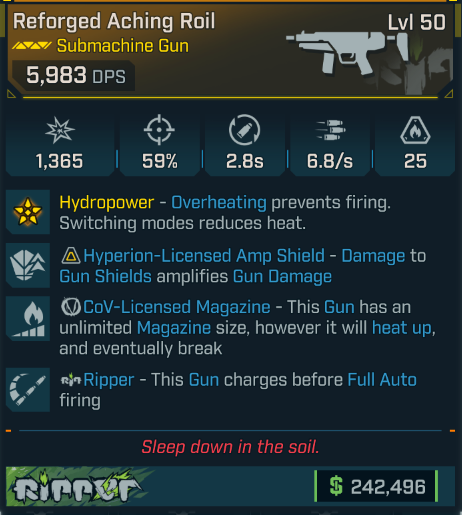 borderlands 4 aching roil SMG