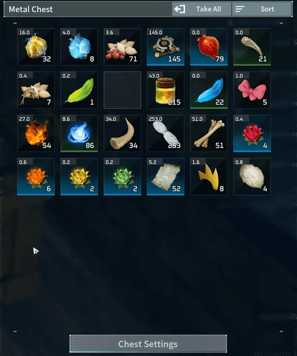palworld chest settings filtered items