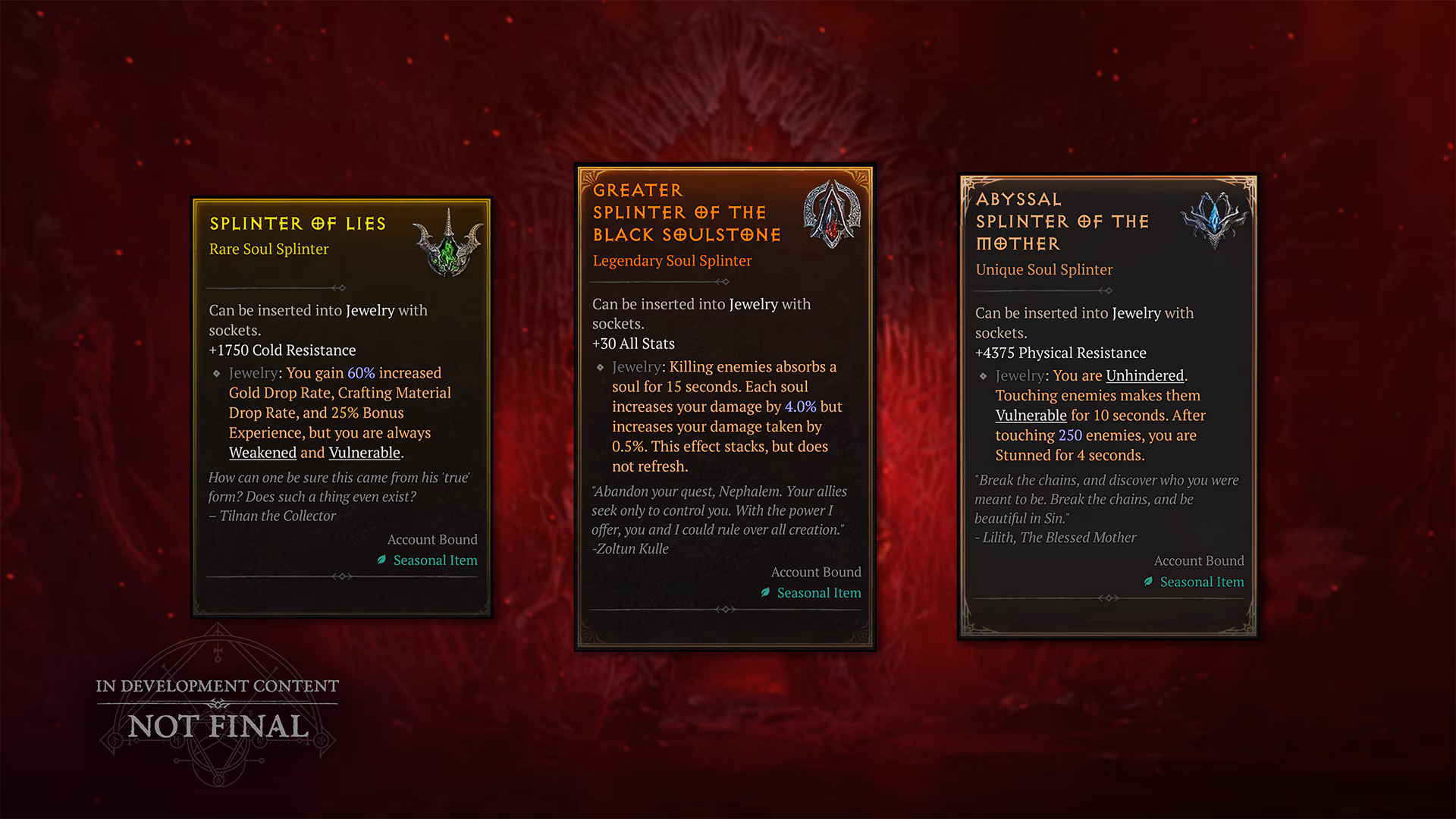 Soul Splinters, Diablo IV