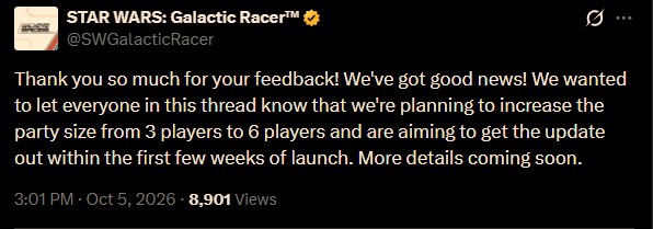 3 to 6 players update