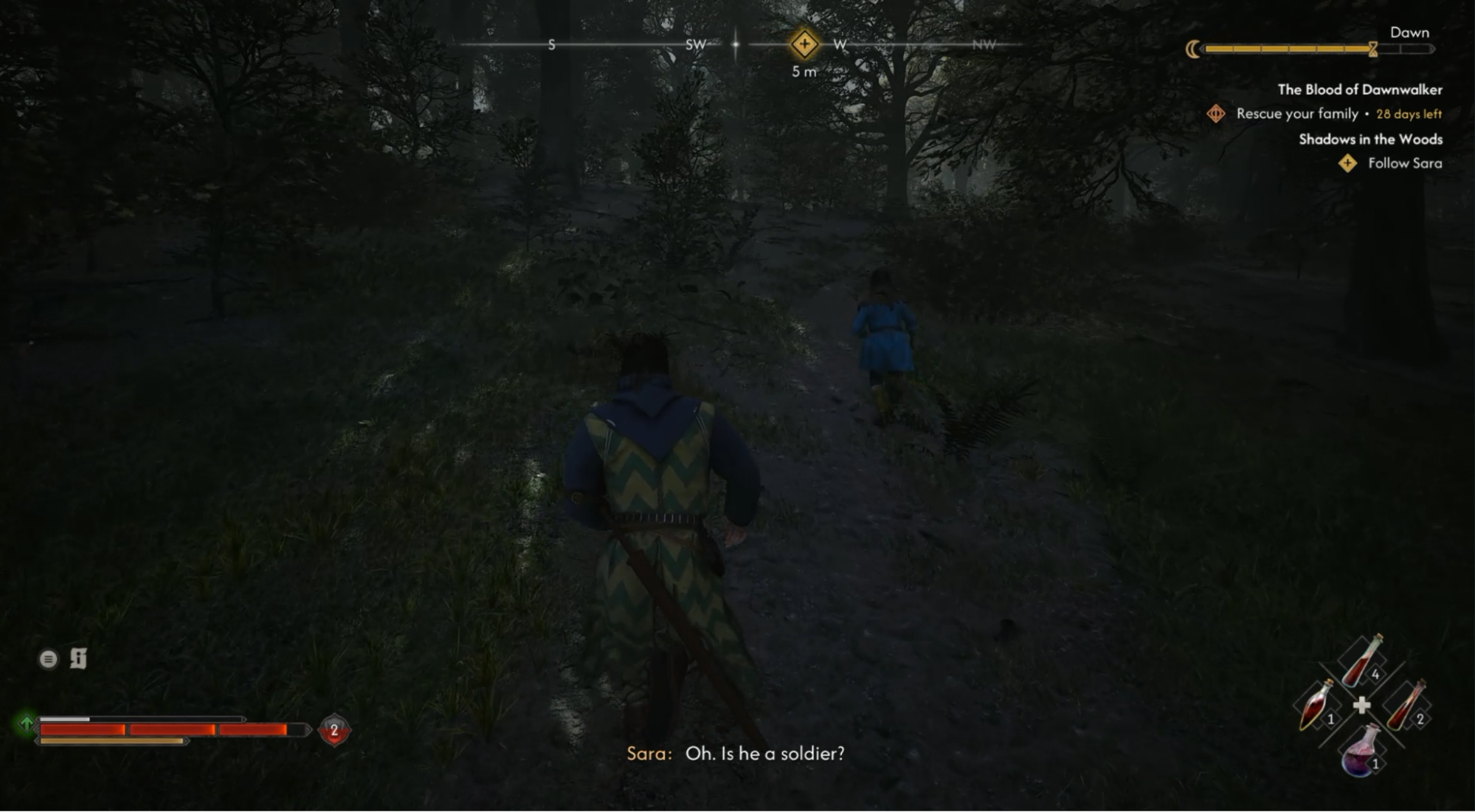Coen walking through woods with Sara