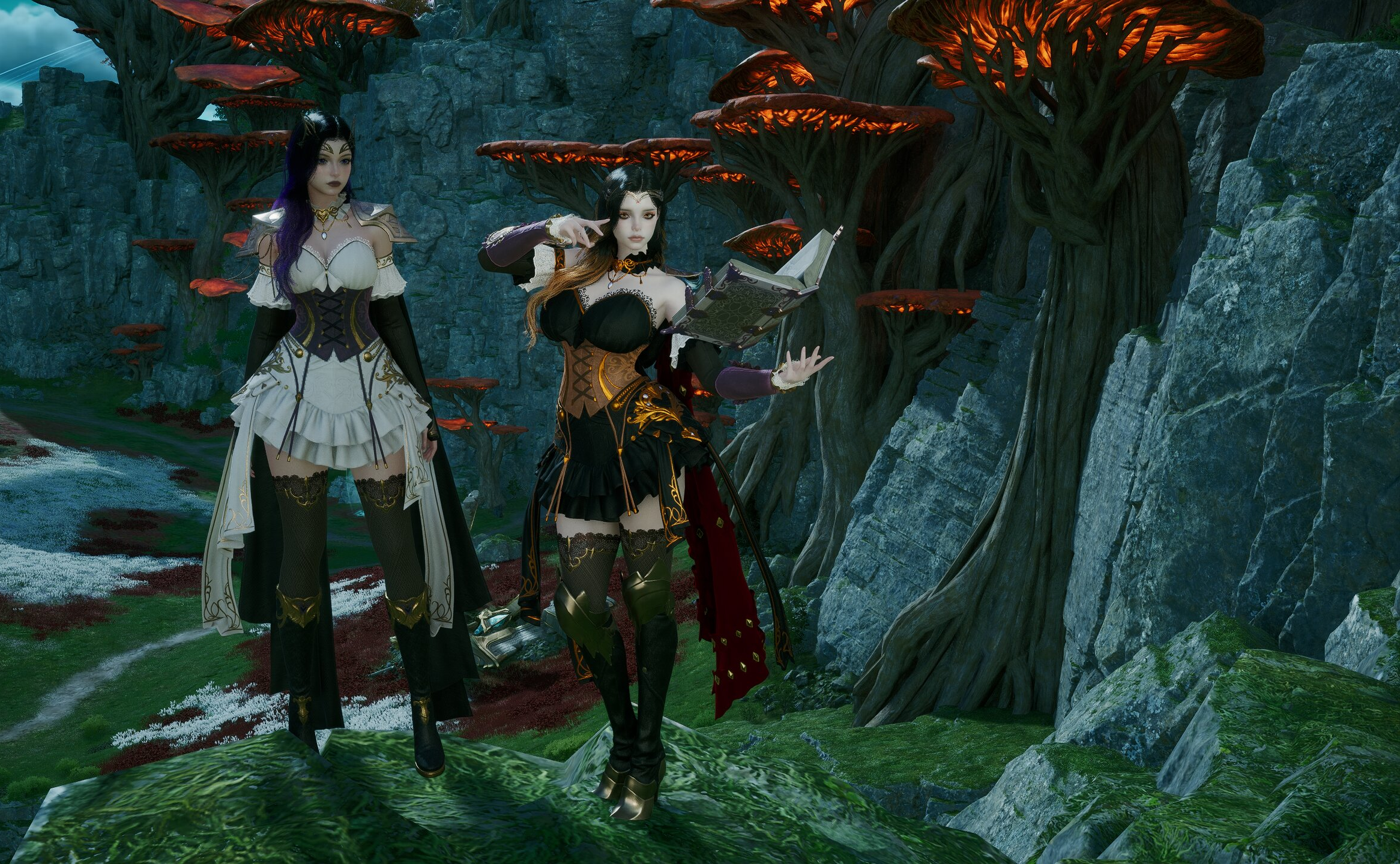 Two Player Characters on a Cliff