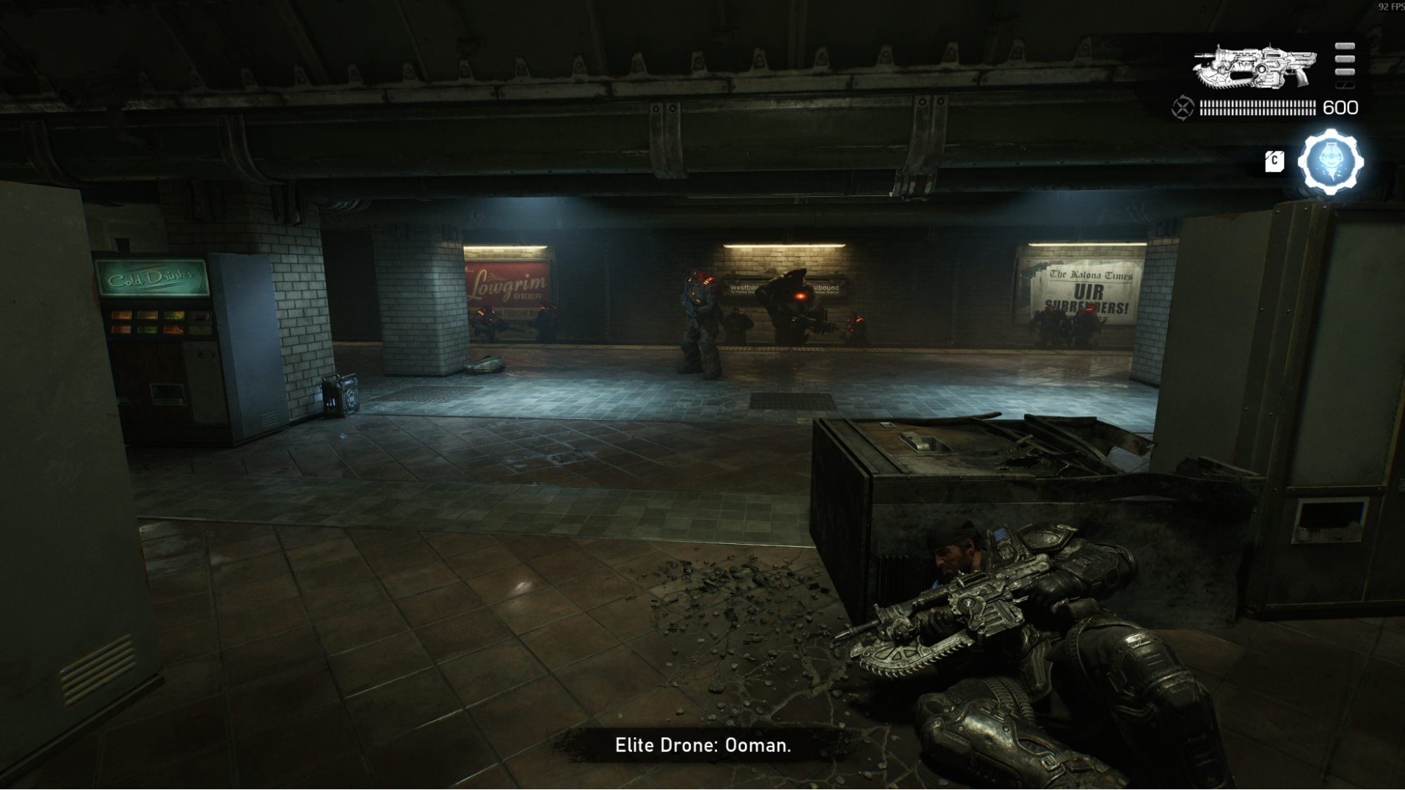 Marcus watching enemies in a Subway