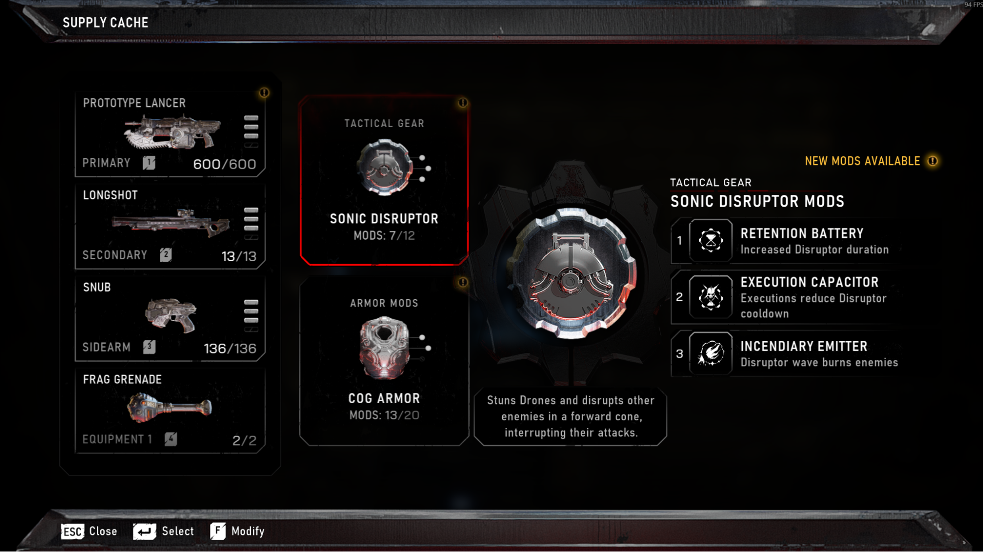Modding Screen at Supply Station