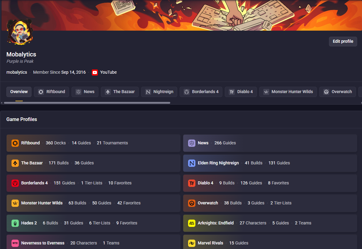 multigame profile example