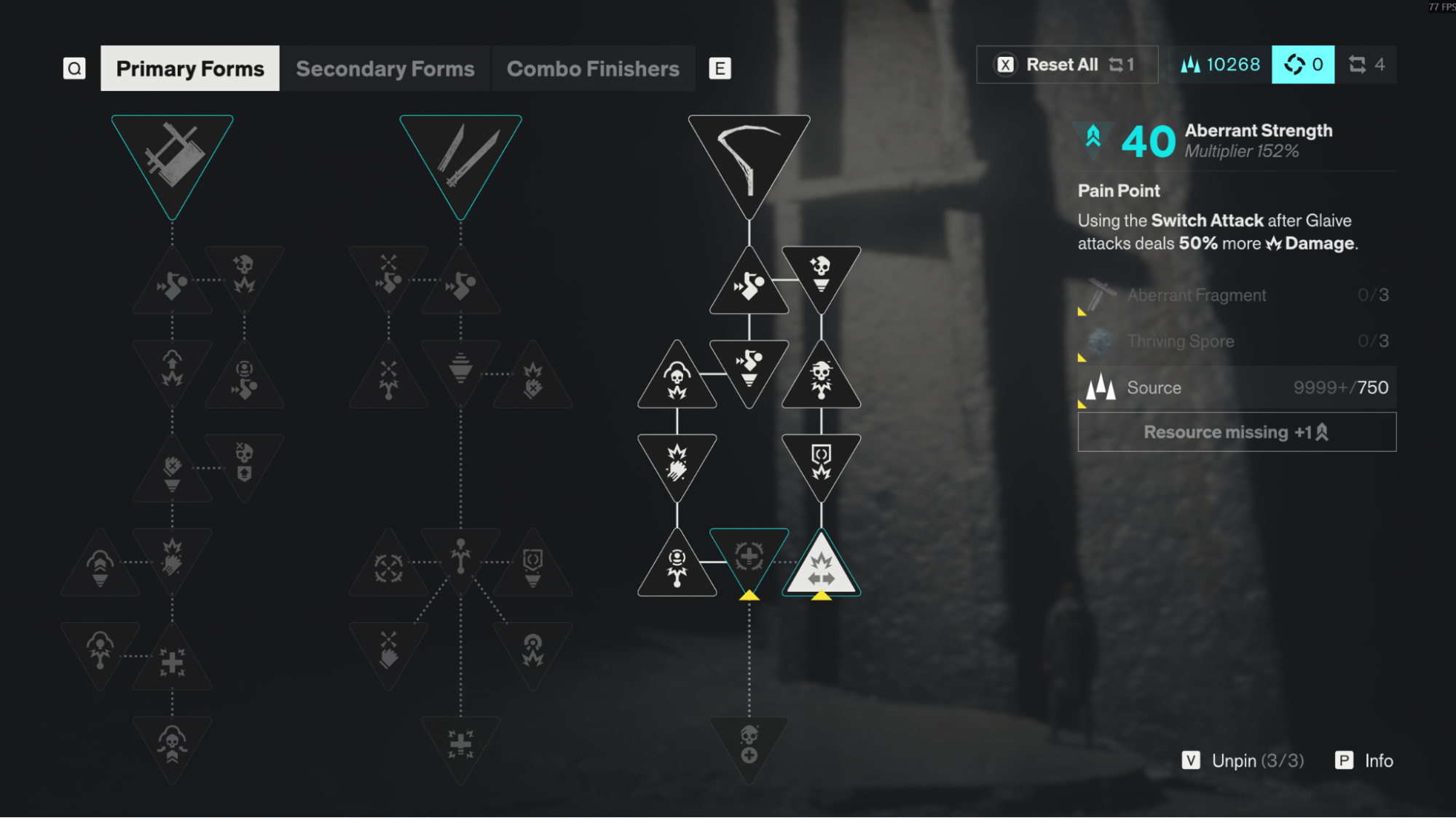 Screenshot of Levelling Menu