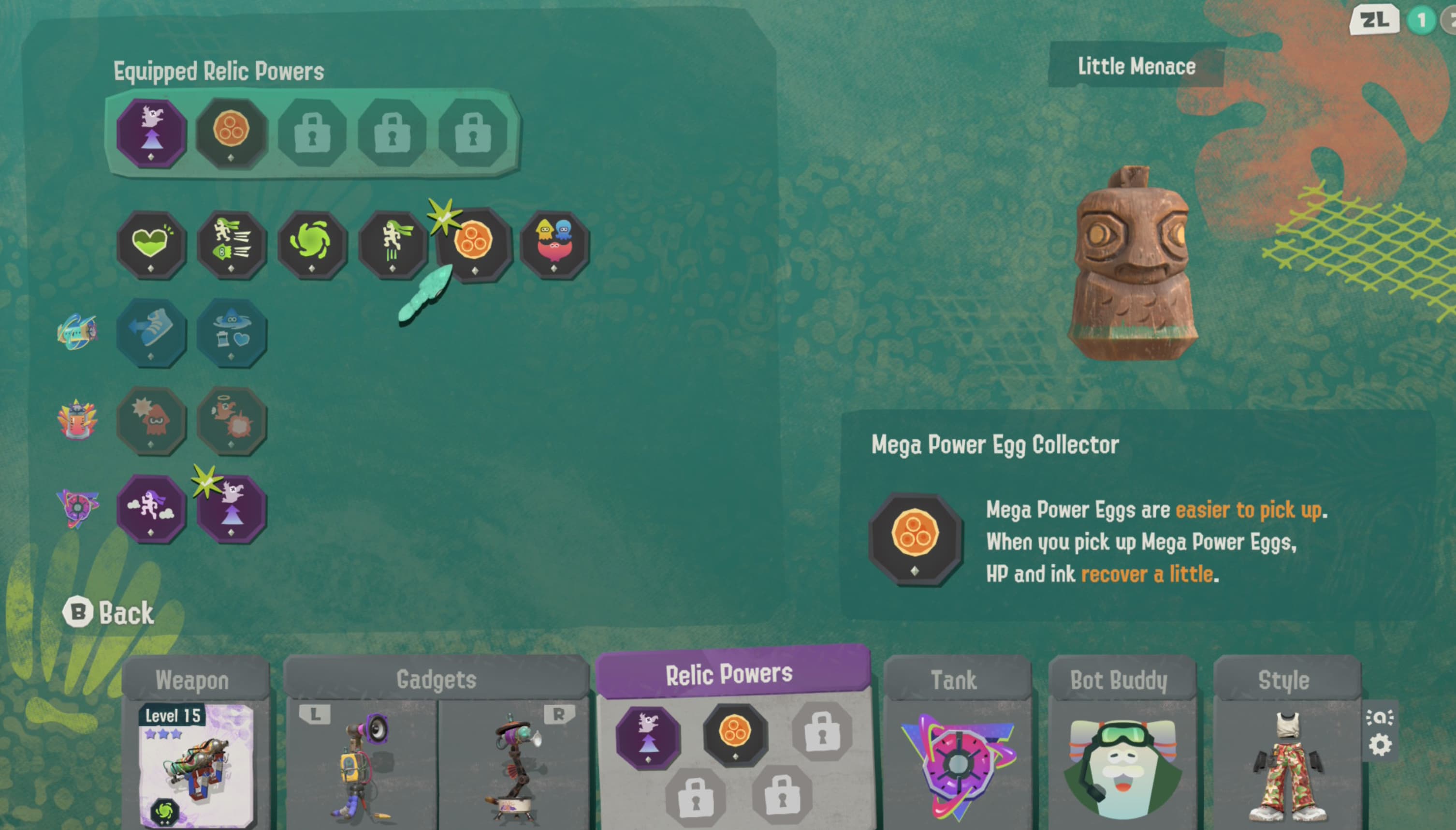 splatoon raiders relic powers equipped example