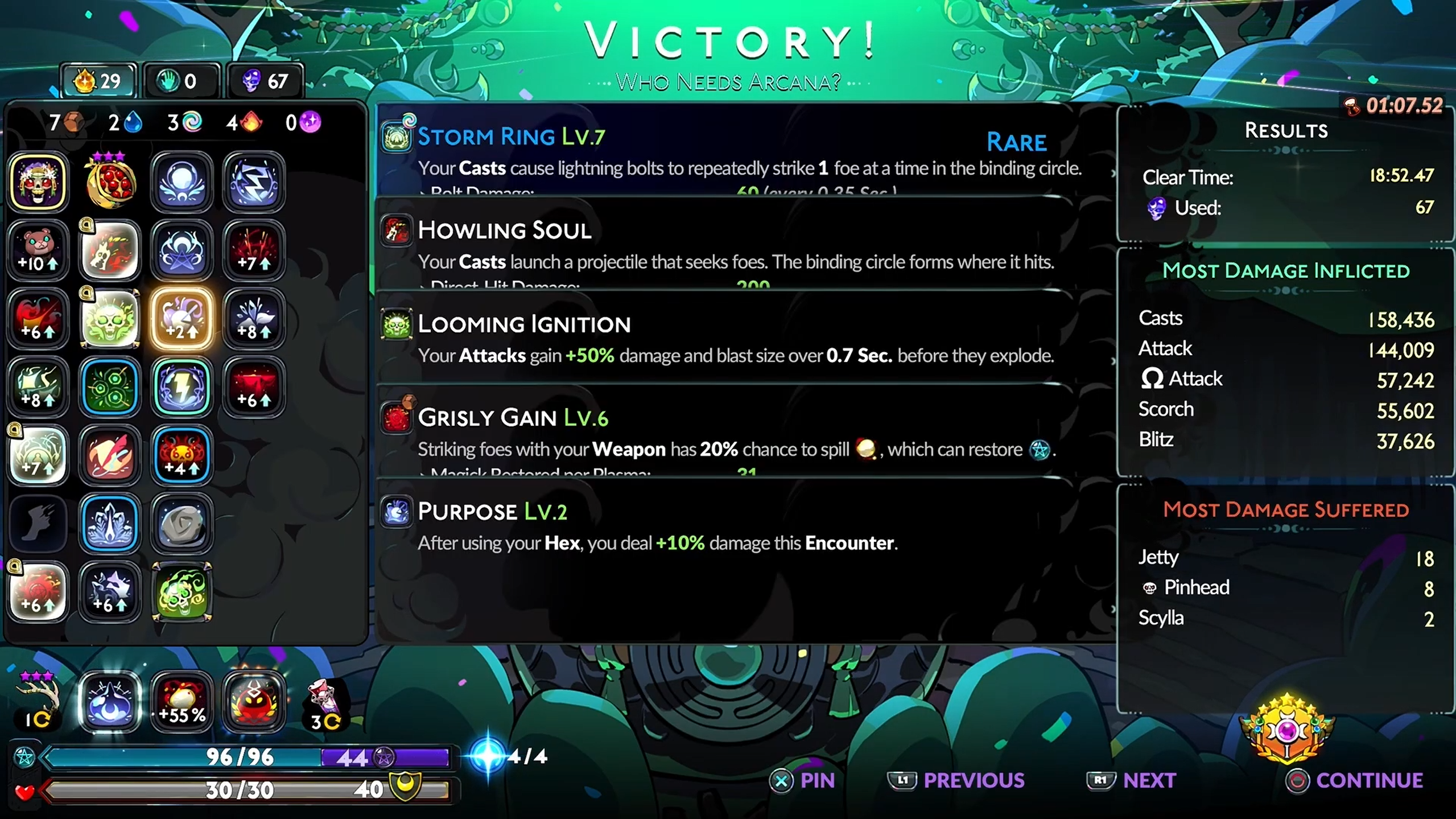Persephone Skulls Victory Screen