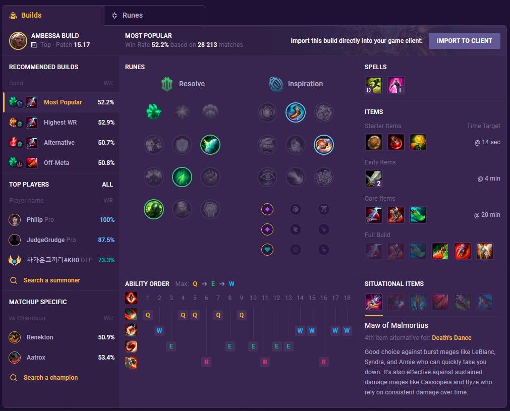 Ambessa Patch 15.17 Build