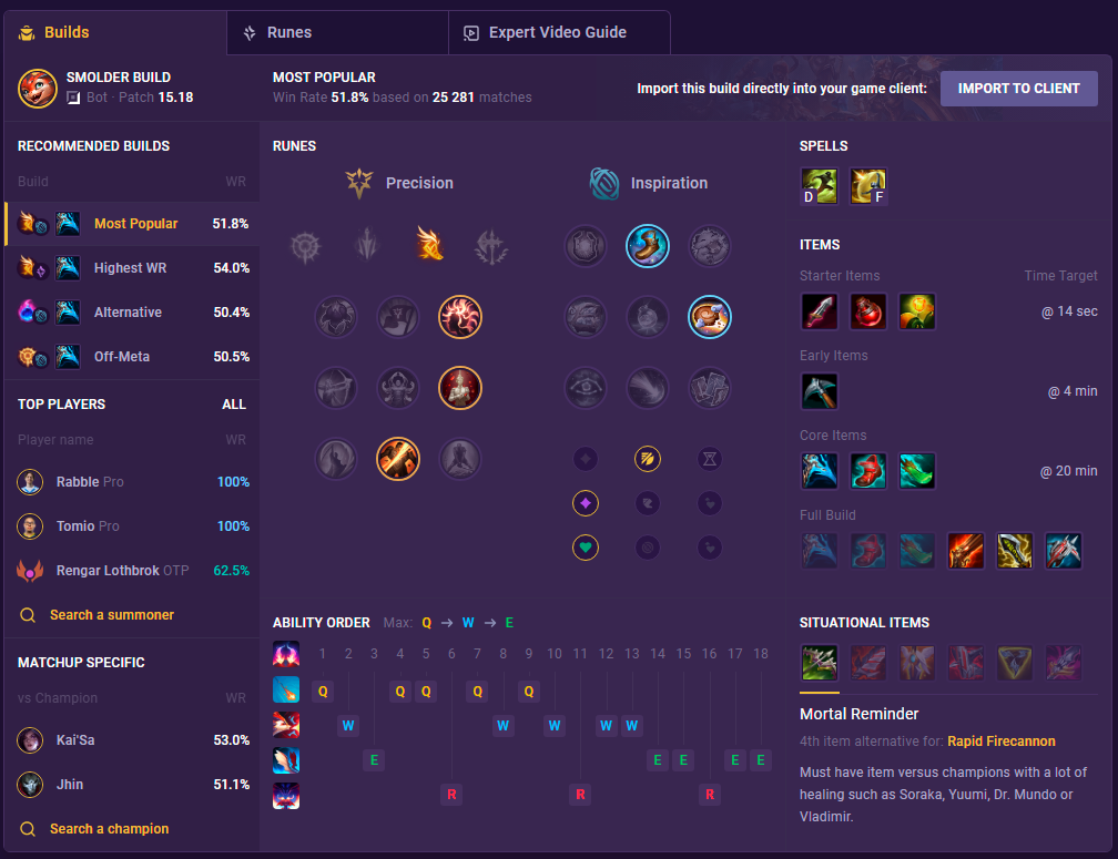 Smolder Build for Patch 15.18