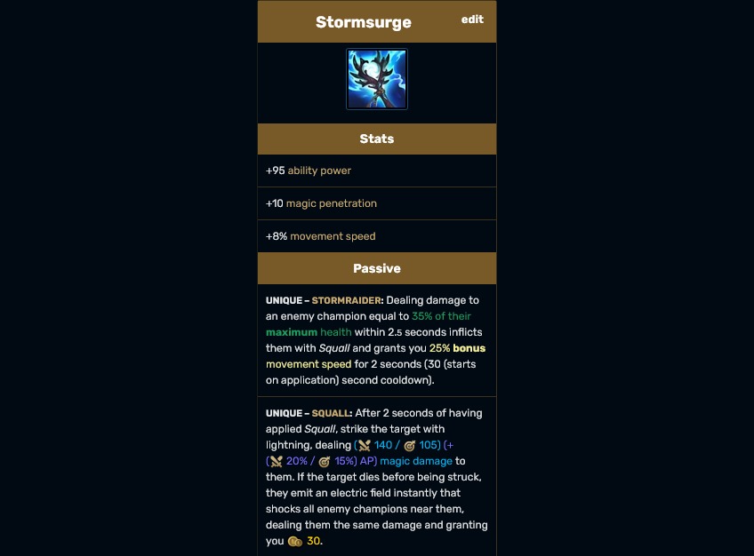 Stormsurge item from LolWiki