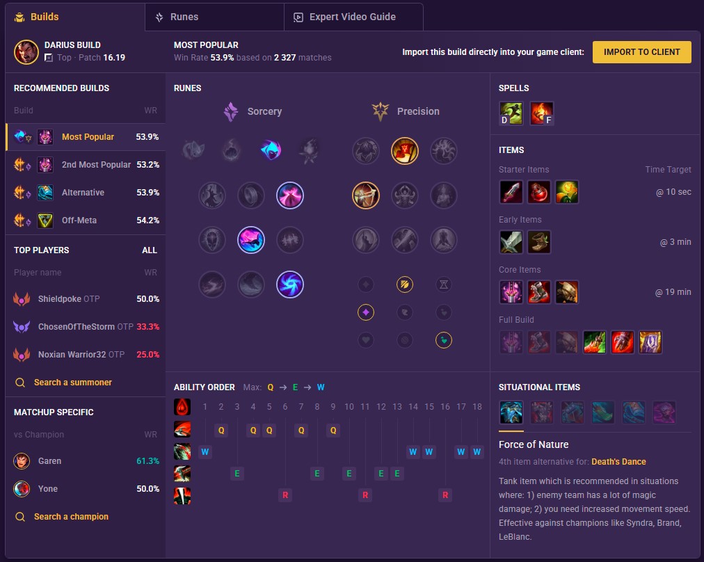 Darius Build