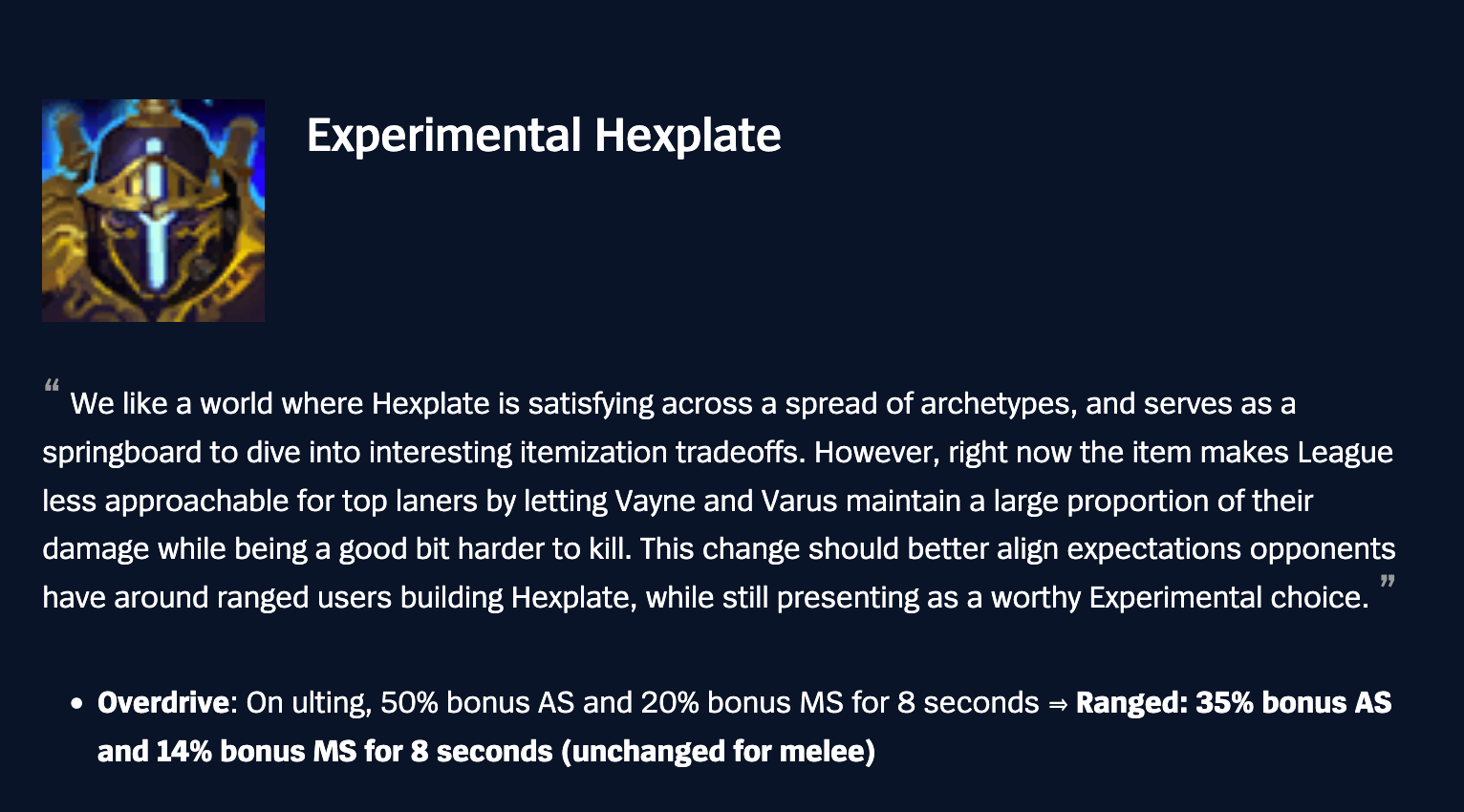 Experimental Hexplate