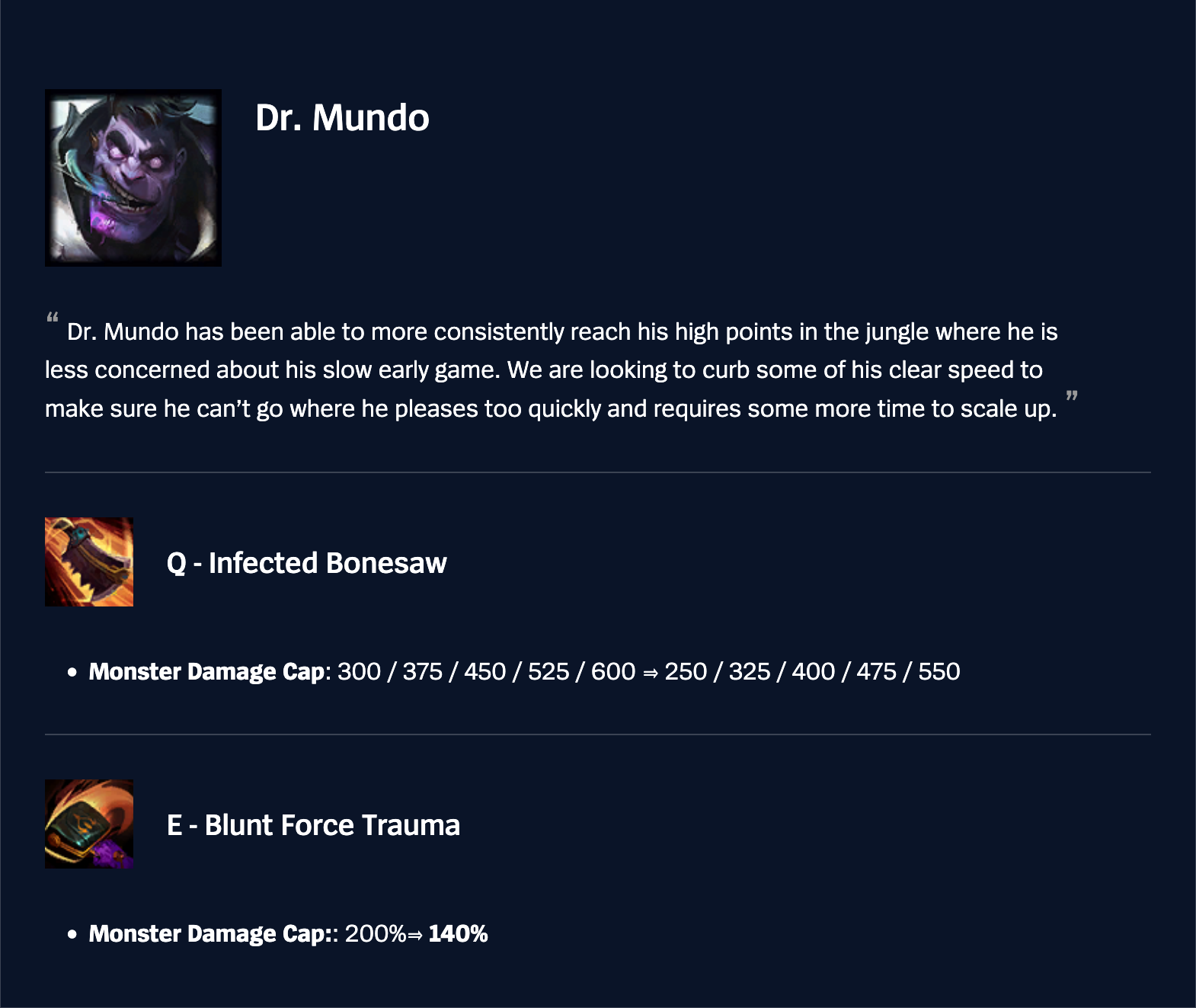 dr mundo changes