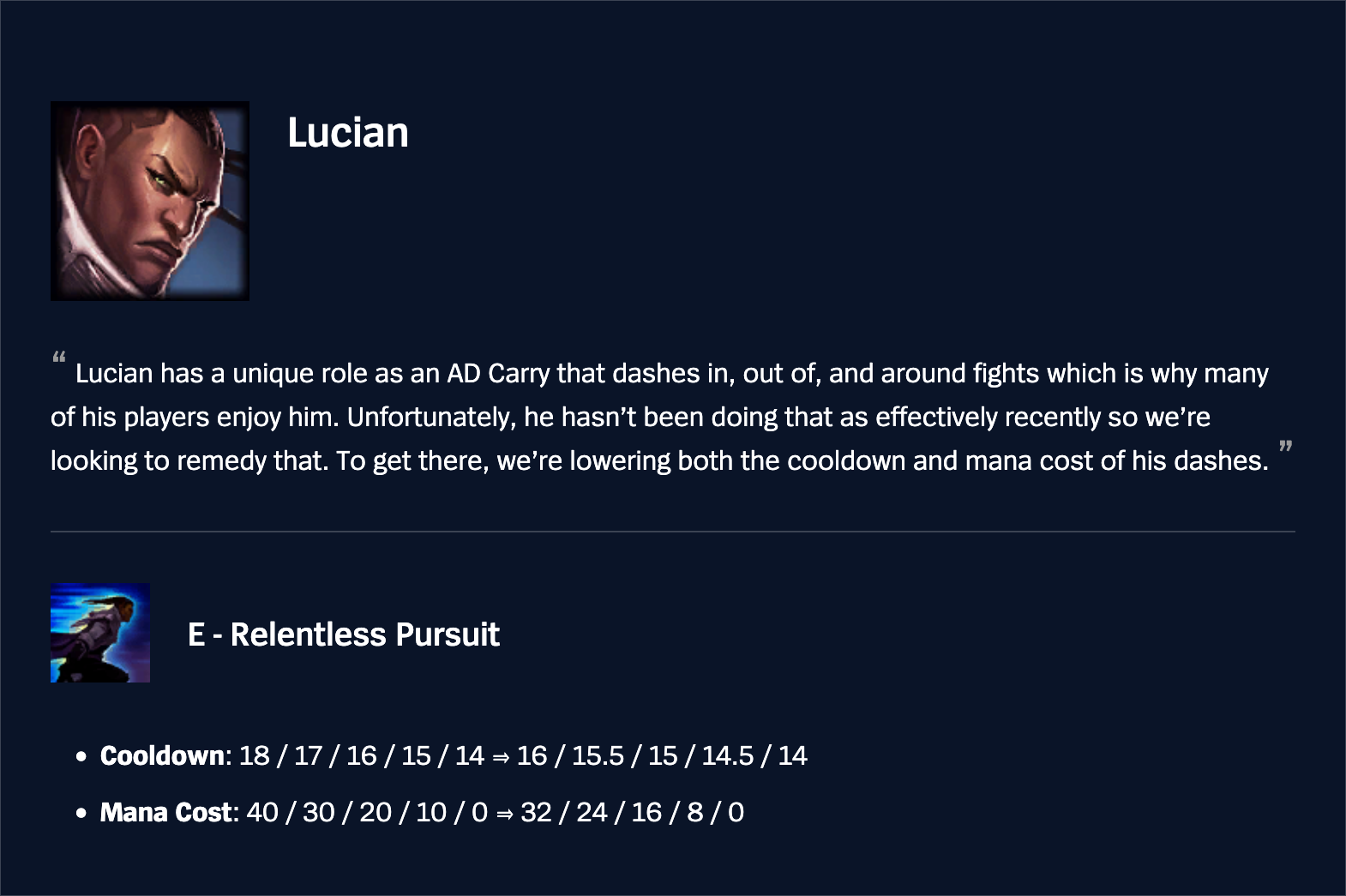 lucian changes