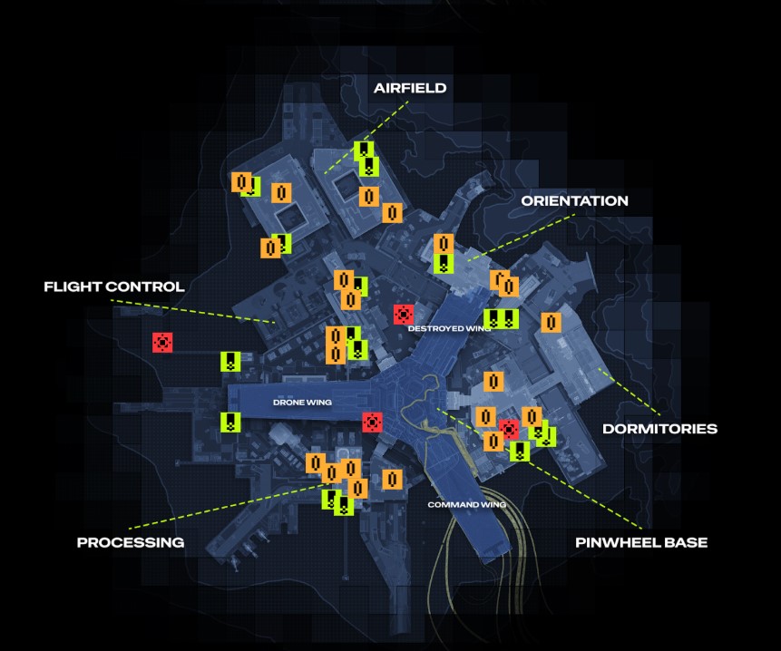 marathon outpost map red orange green clearance locations