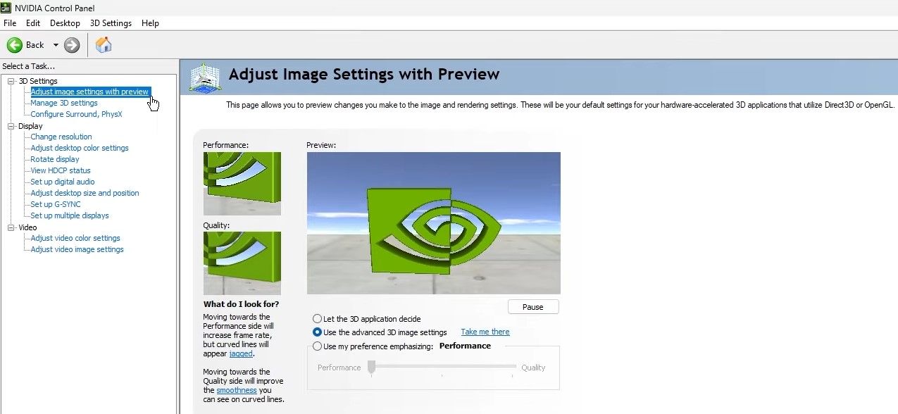 nvidia control panel