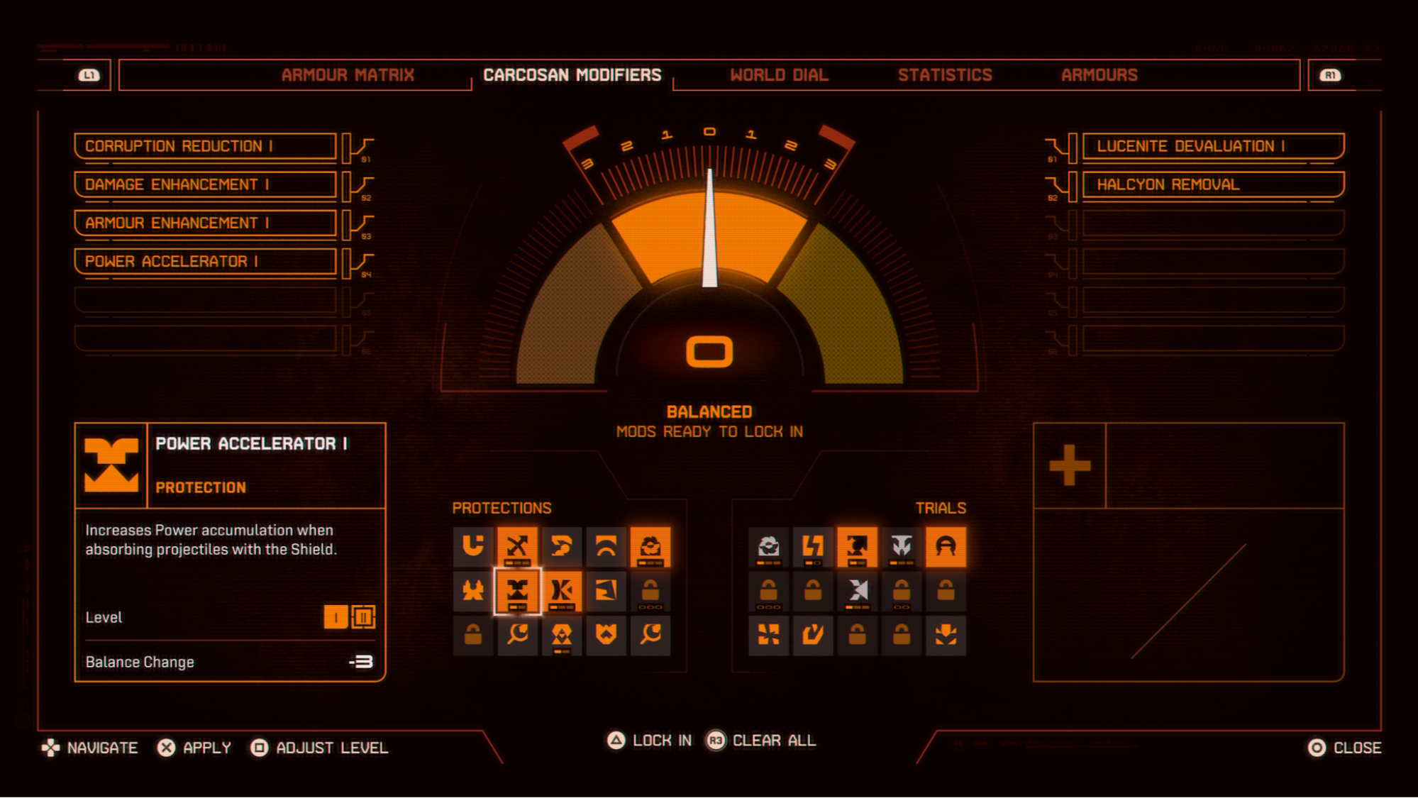 World Balancing menu