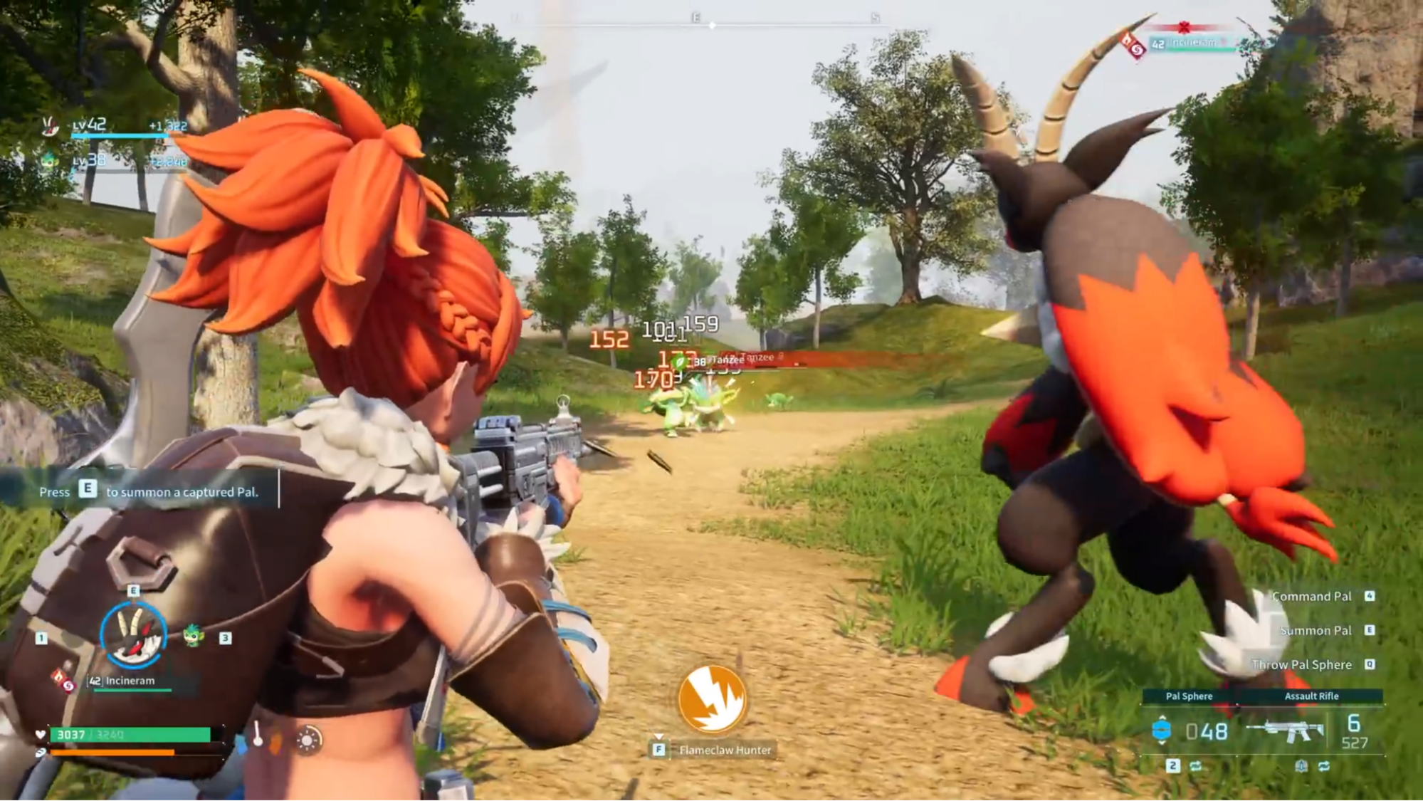Player fighting Pals with gun