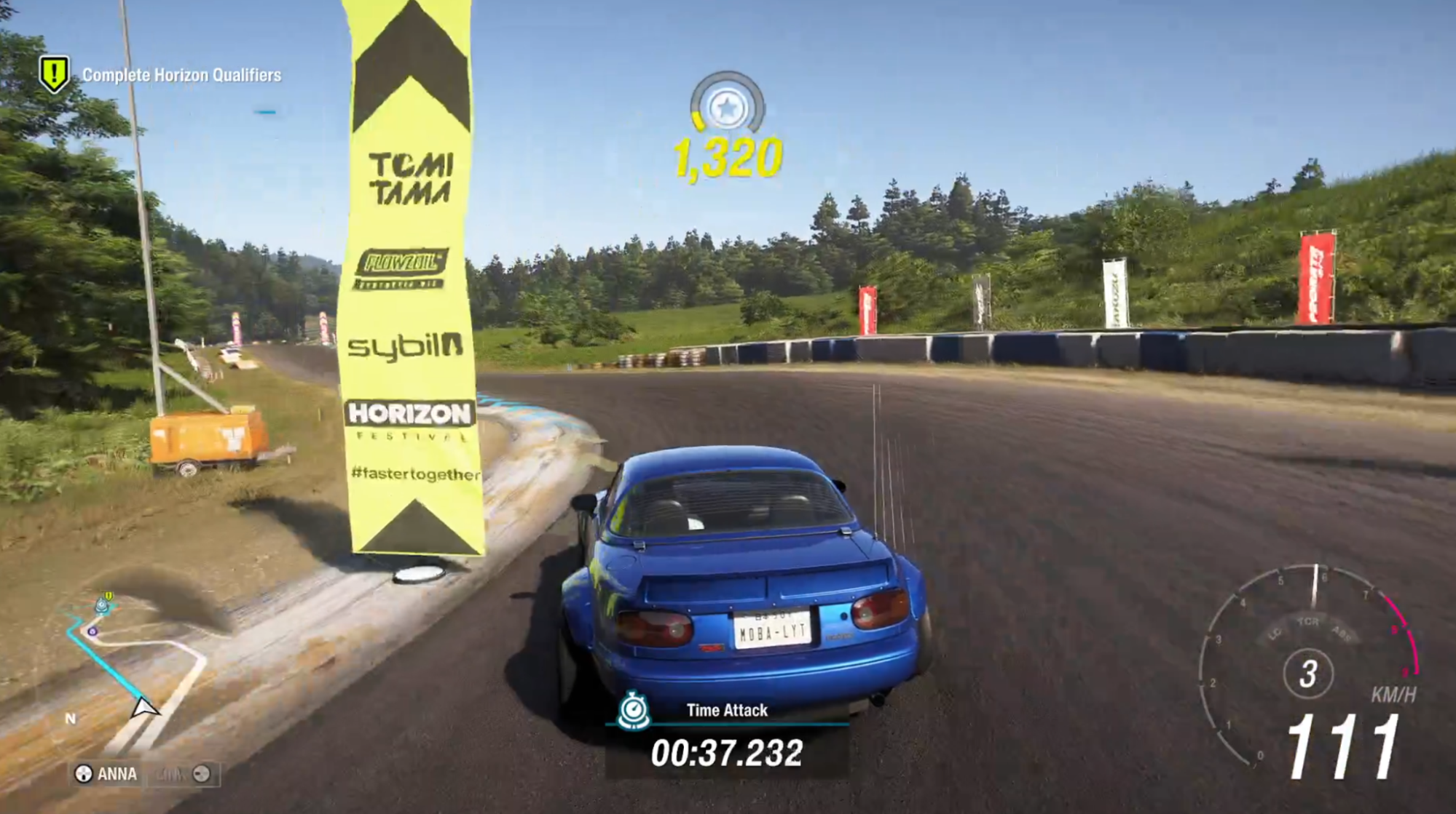 Player driving through open world