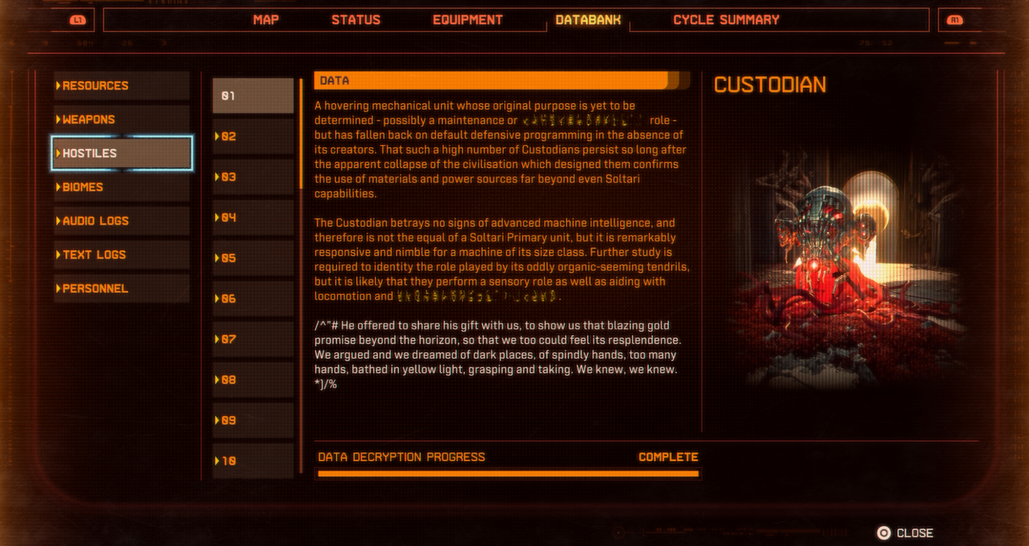 Enemy Databank menu