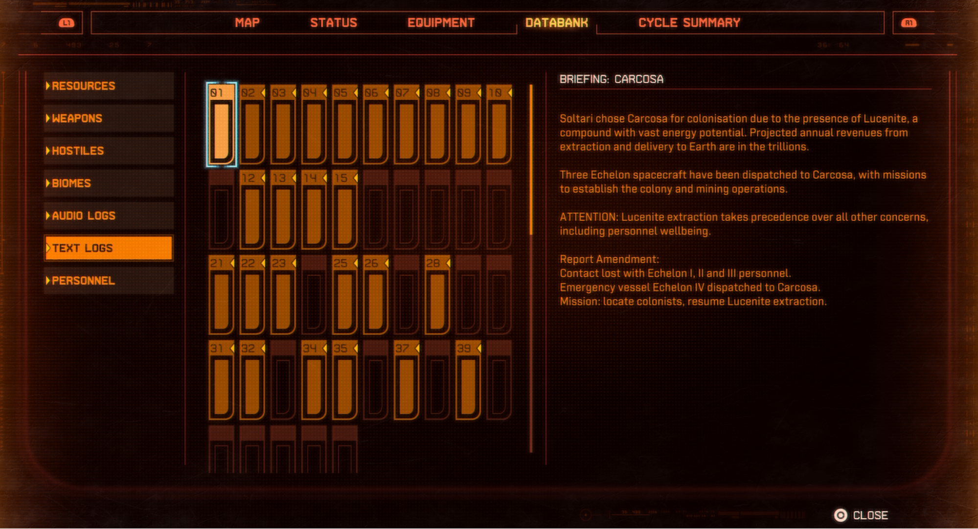 Data Files menu