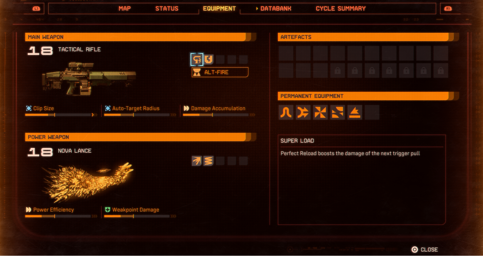 Loadout before Starting a Run