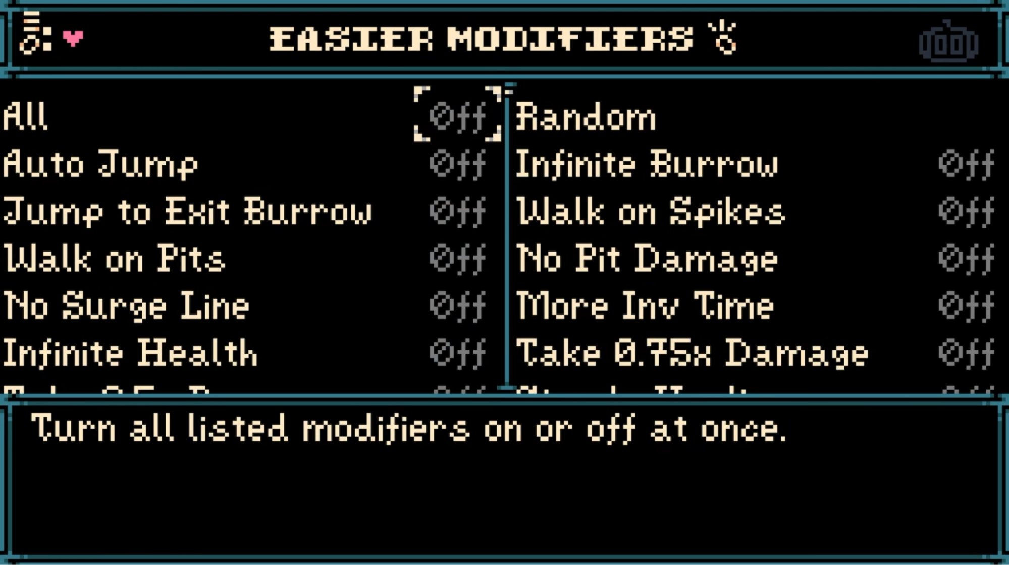 Modifier Screen