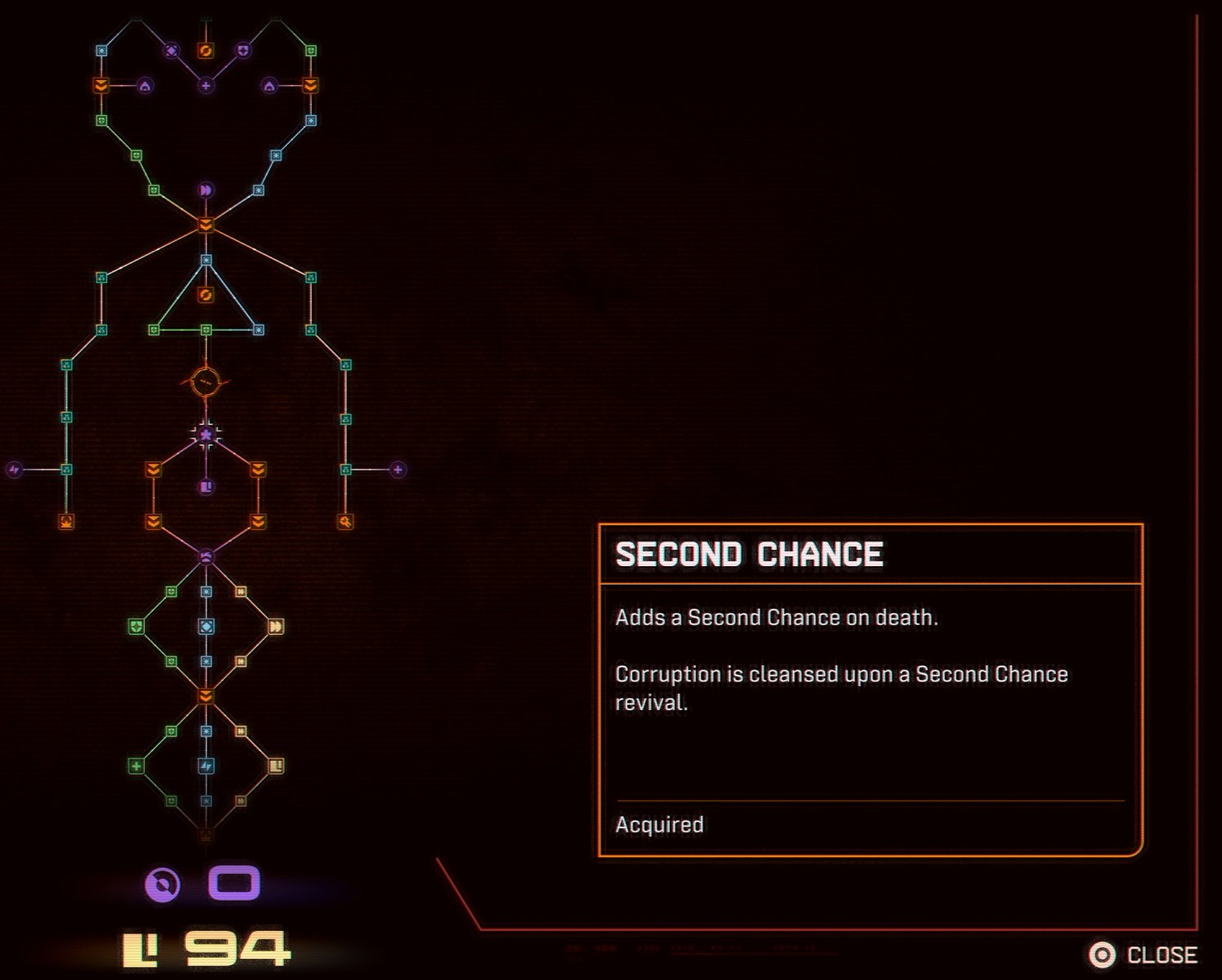 Skill Tree menu