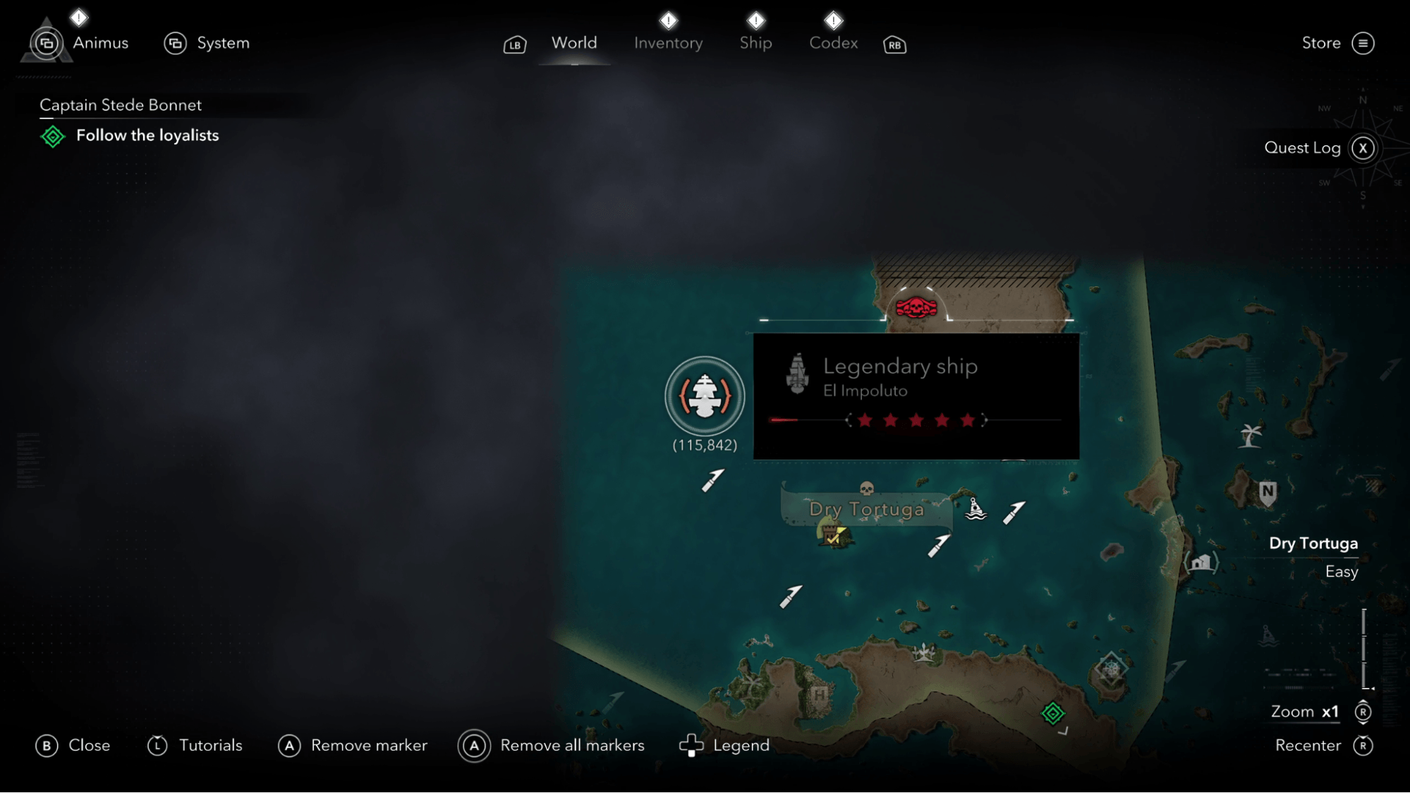 El Impoluto Ship location