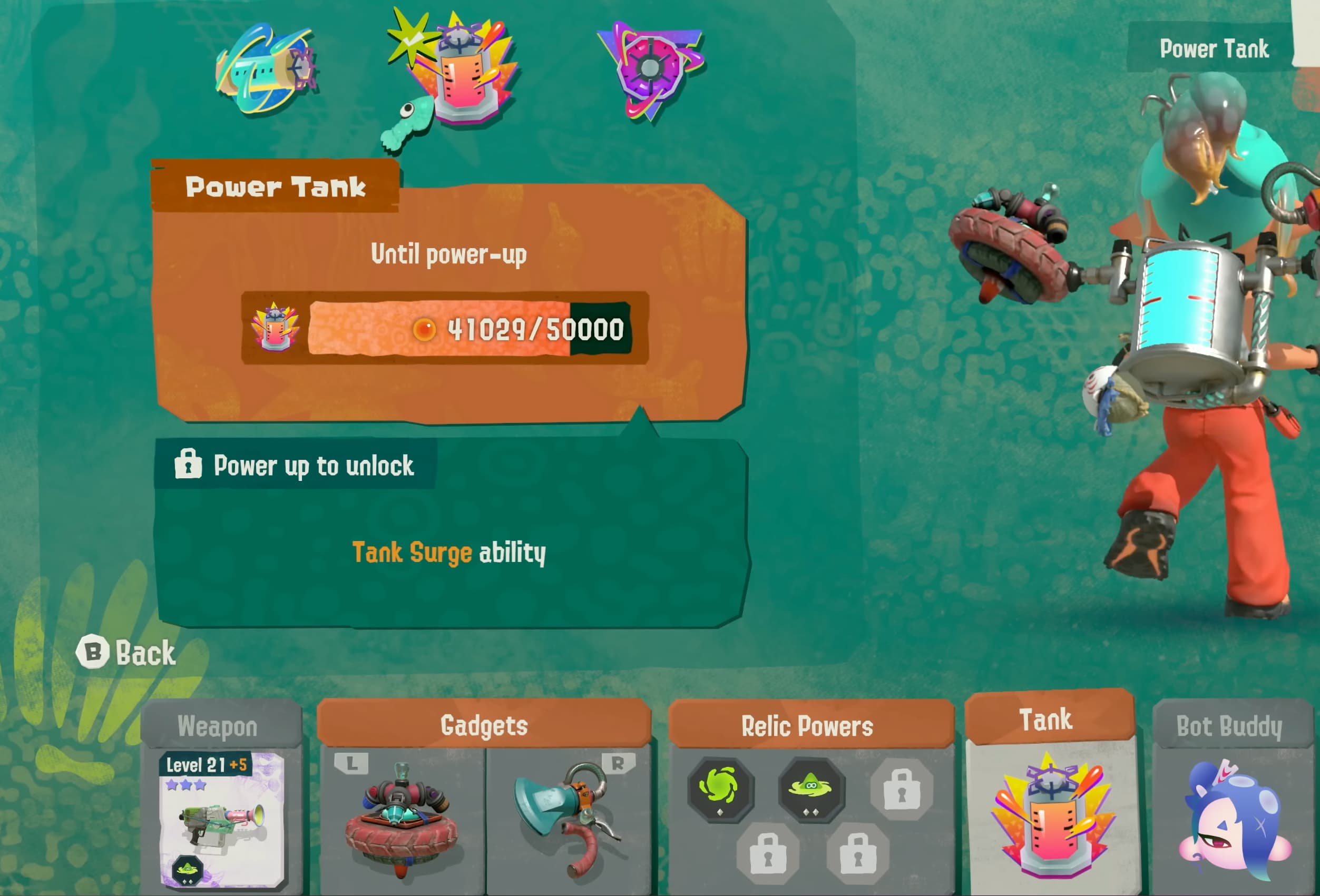 splatoon raiders gadgets power-up tanks