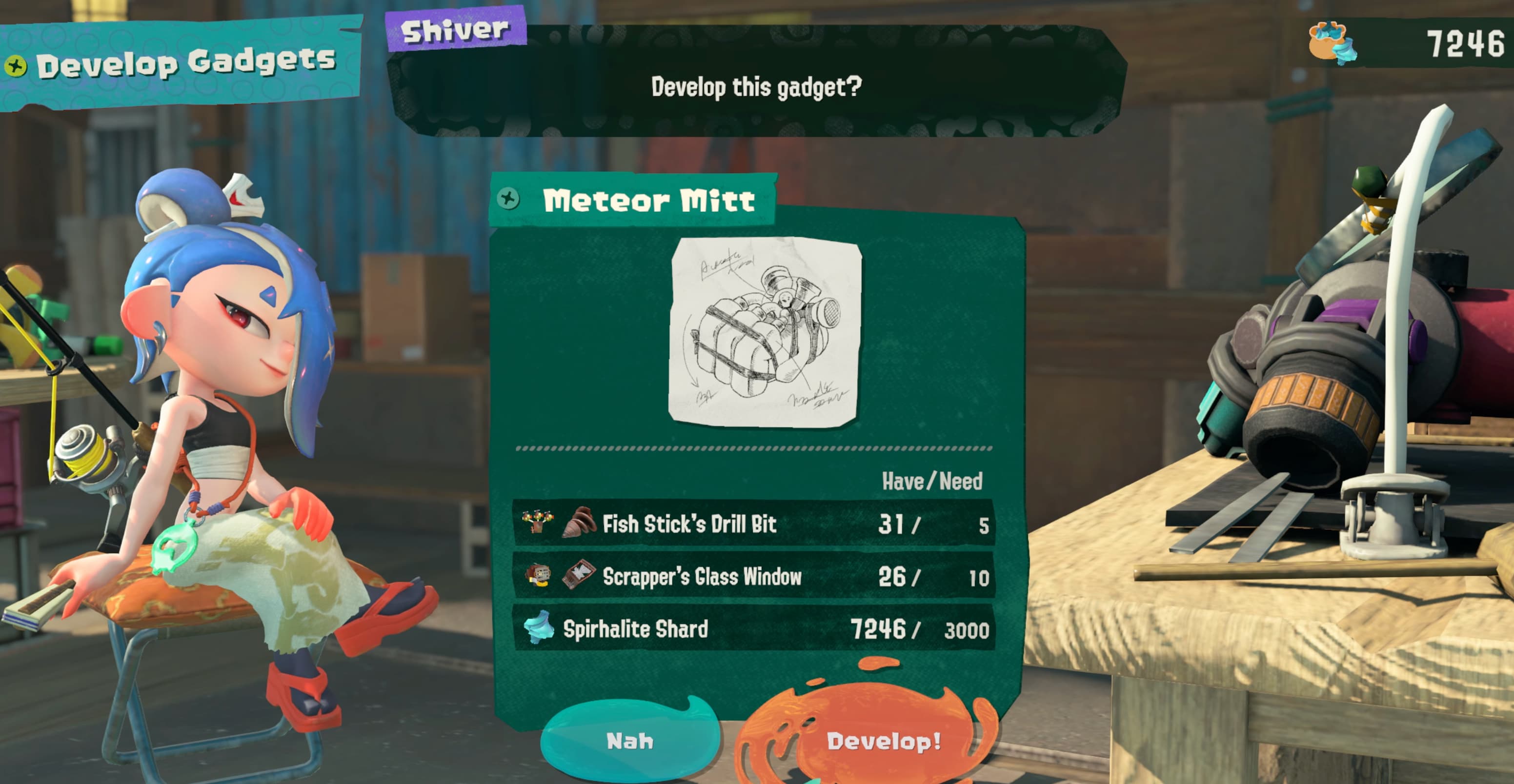splatoon raiders hideout ship develop gadgets