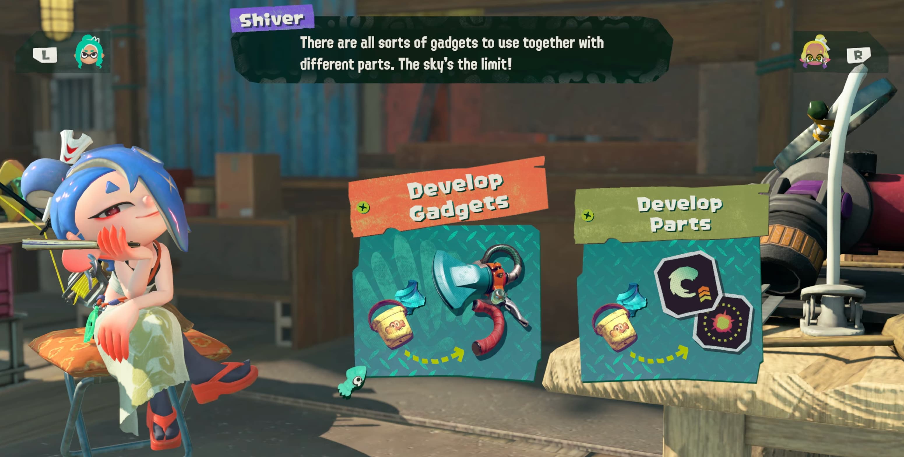 splatoon raiders hideout ship develop gadgets