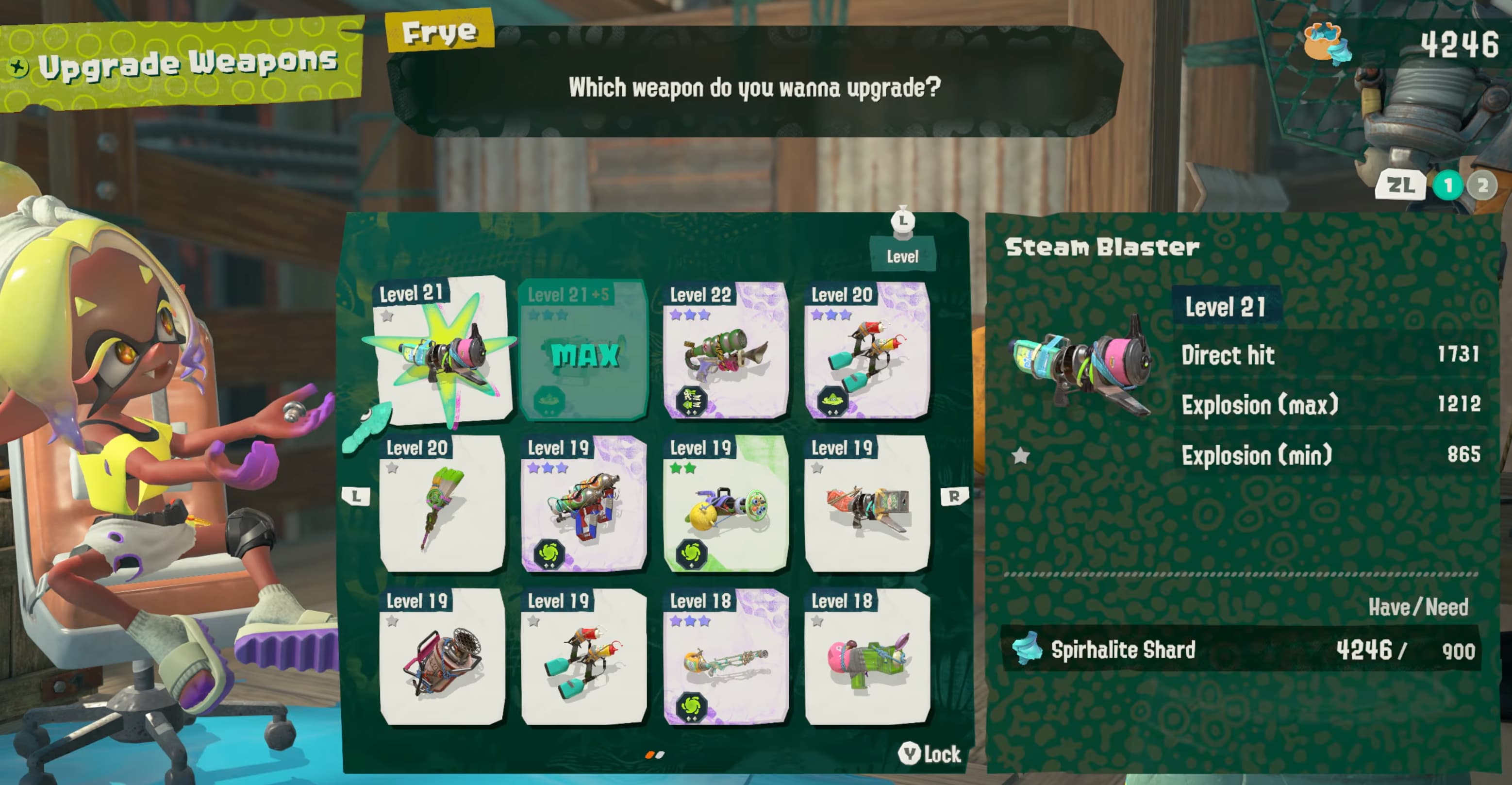 splatoon raiders hideout ship upgrade weapons