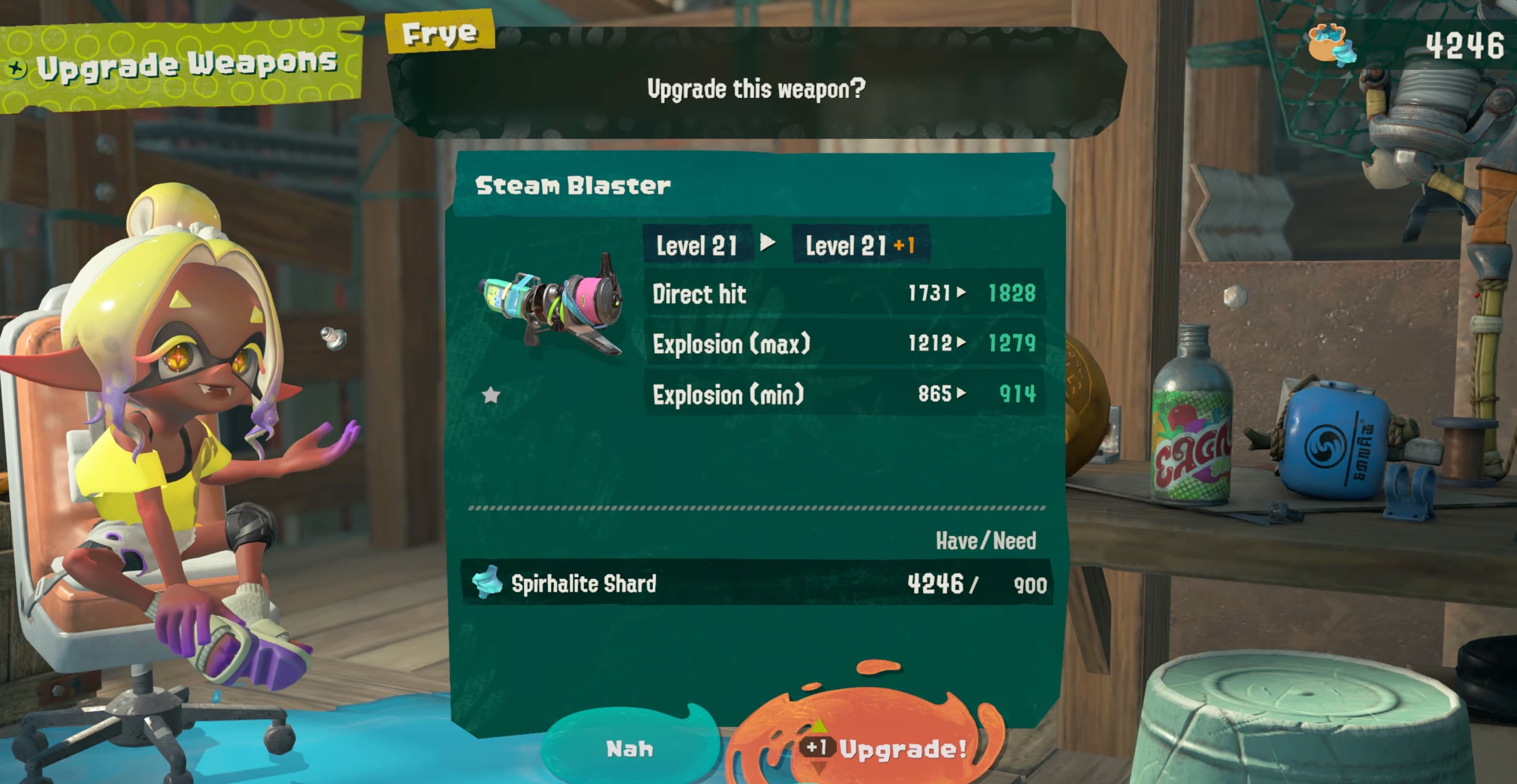 splatoon raiders hideout ship upgrade weapons