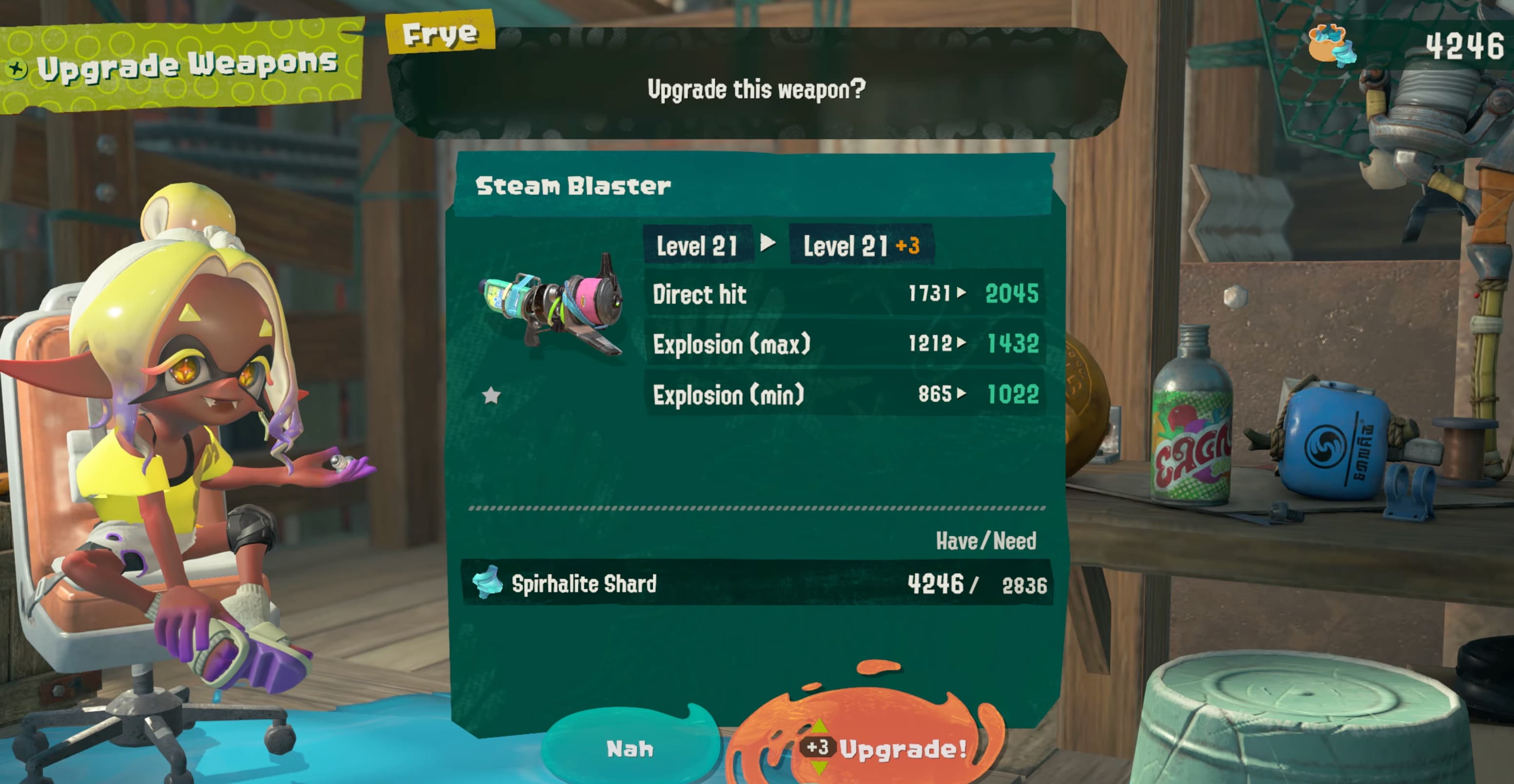 splatoon raiders hideout ship upgrade weapons