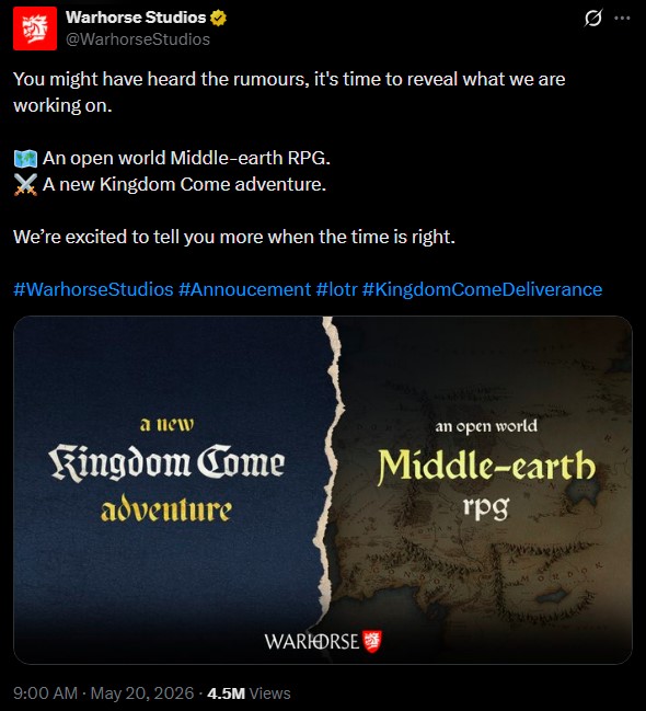 Warhorse studios tweet